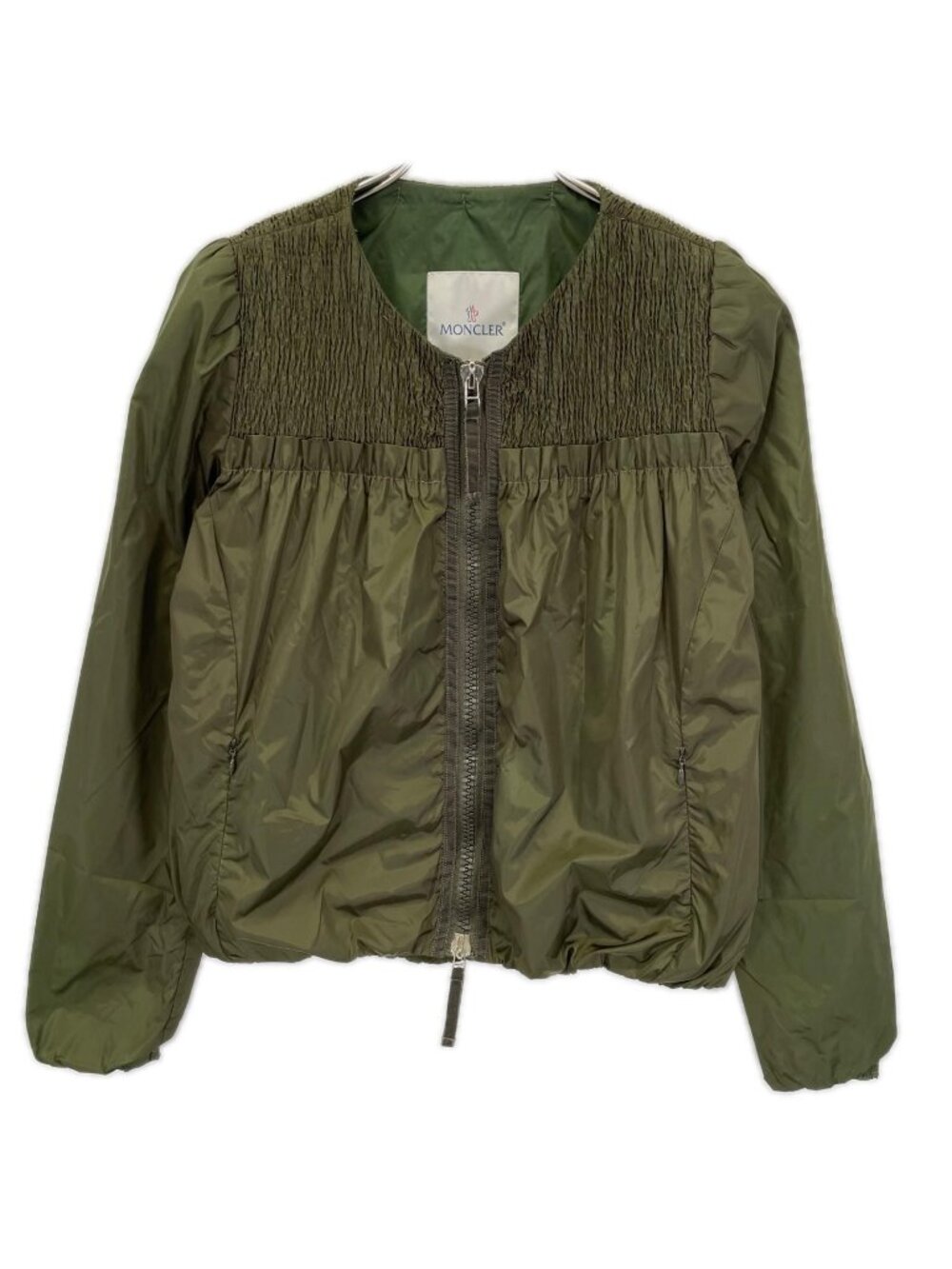 Moncler Elea Giubbotto Khaki Zip Up Nylon Cardigan